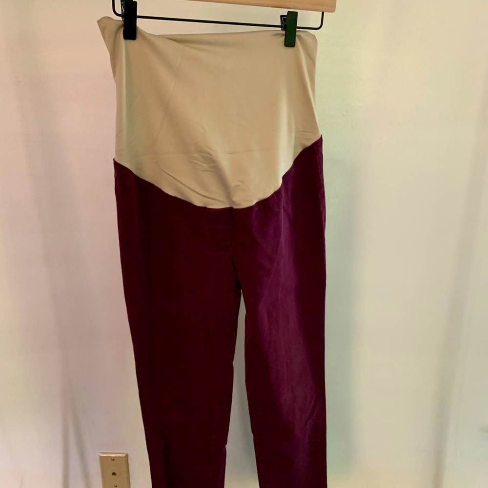 Ann Taylor LOFT maternity full panel pants, burgundy